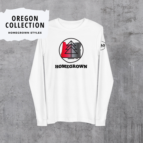 Oregon Collection: The Drag-On brand captures the adventurous and outdoorsy spirit of Oregon, where the company is based. | Black Champion packable jacket with embroidered "Homegrown" ombre Oregon design (red, gray, black)