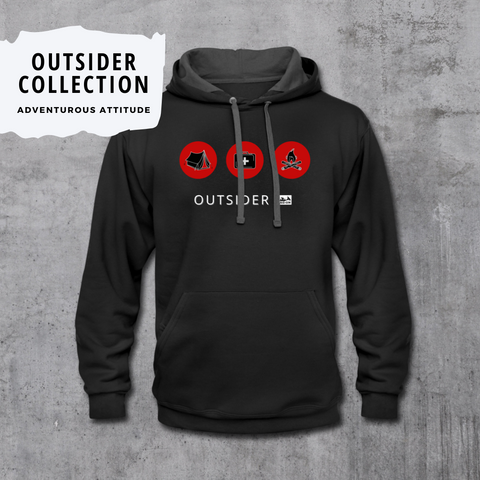 Being outside, getting dirty, making stuff, figuring things out—that’s who we are at heart. (We bet you are too.)  Preppers, Outsiders, and Adventurers—you're all welcome here! | Black hoodie with "Camp. Prep. Repeat" bonfire graphic